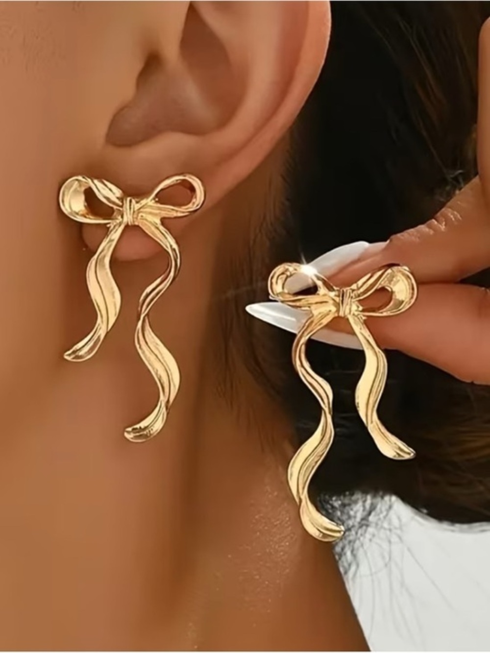 Gorgeous Bow Golden Statement Earrings